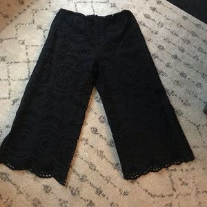 ZIMMERMANN Cotton Eyelet Black Crop Pants